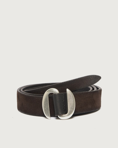 Cintura Broken O Hunting Double in suede 3 cm