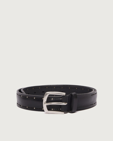 Cintura Bull Soft in cuoio con borchiette 3,5 cm