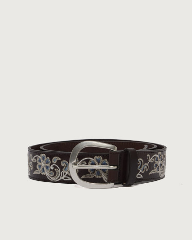 Cintura Bull Denim in cuoio 3,5 cm