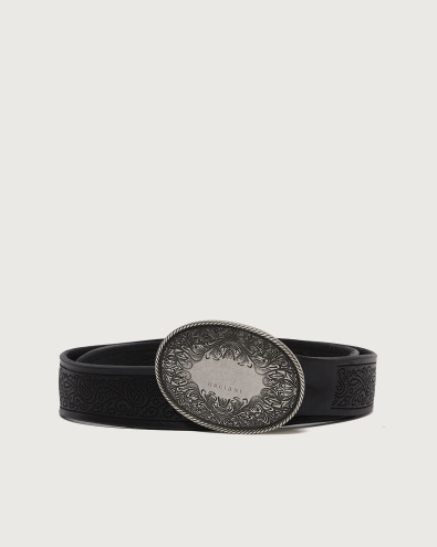 Cintura Bull Soft fibbia western in cuoio 4 cm