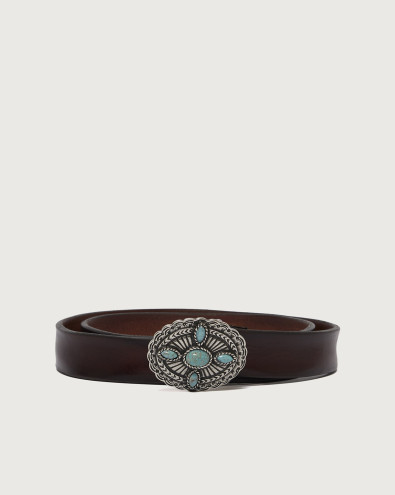 Cintura Bull Soft fibbia western in cuoio 3 cm