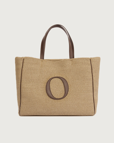 Borsa Her-O Shopper Zanzibar a spalla in tessuto e pelle