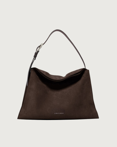 Borsa Trinity Peach Midi a spalla in suede e cuoio