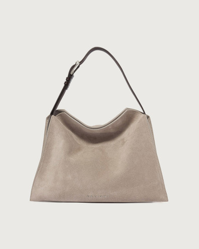 Borsa Trinity Peach Midi a spalla in suede e cuoio