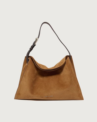 Borsa Trinity Peach Midi a spalla in suede e cuoio