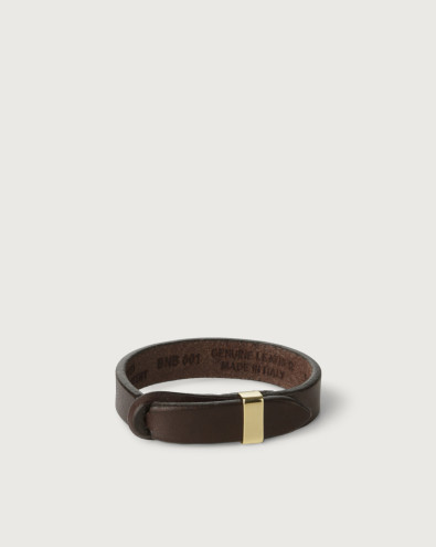 Bracciale Nobuckle Bull in cuoio con dettaglio oro