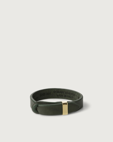 Bracciale Nobuckle Bull in cuoio con dettaglio oro