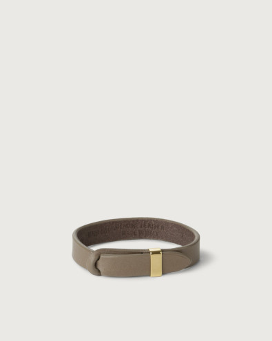 Bracciale Nobuckle Bull in cuoio con dettaglio oro