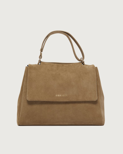 Borsa Sveva Peach Midi a spalla in suede con tracolla
