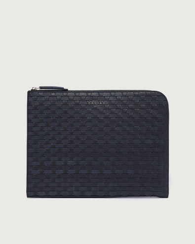 Pochette slim Chevrette Woven in pelle