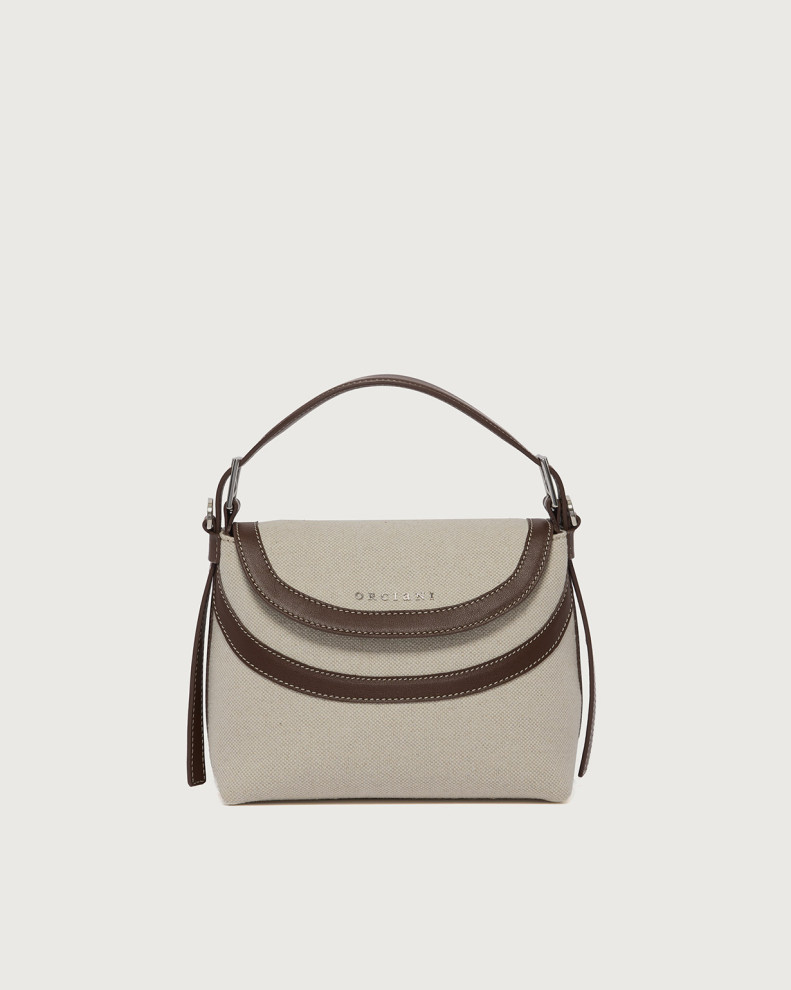 Borsa Nana Savana Small a mano in canvas e pelle con tracolla