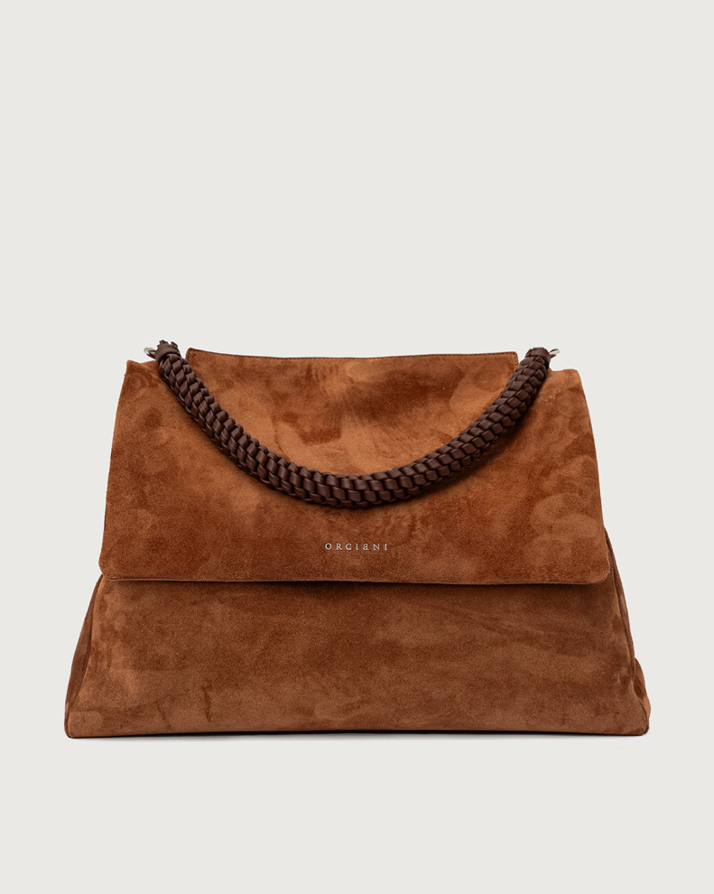 Borsa Sveva Peach XL a spalla in suede con tracolla