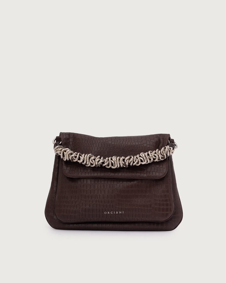 Borsa a spalla Diana Cocco Small in pelle stampata con tracolla