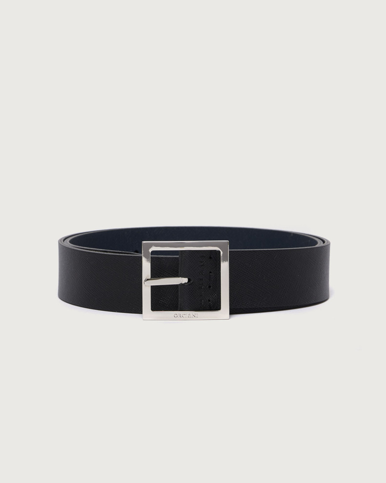 Cintura reversibile Saffiano Double in pelle 3,5 cm