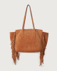 Borsa tote a spalla Ava midi Naif Fringe in suede