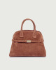 Borsa Aura Peach Midi a mano in suede con tracolla