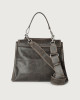 Orciani Sveva Delavè Medium leather handbag with strap Pelle FANGO