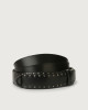 Orciani Cintura Nobuckle Bull Stud in cuoio Pelle NERO