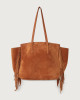 Orciani Borsa tote a spalla Ava Naif Fringe in suede Camoscio AMBRA