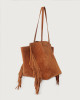 Orciani Borsa tote a spalla Ava Naif Fringe in suede Camoscio AMBRA