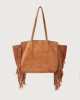 Orciani Borsa tote a spalla Ava midi Naif Fringe in suede Camoscio AMBRA