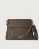 Orciani Borsa a spalla Missy in pelle con catena e tracolla Pelle martellata LEGNO