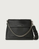 Orciani Borsa a spalla Missy in pelle con catena e tracolla Pelle martellata NERO