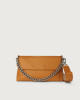Orciani Borsa a spalla Missy Longuette Soft in pelle con catena e tracolla Pelle martellata AMBRA