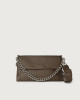 Orciani Borsa a spalla Missy Longuette Soft in pelle con catena e tracolla Pelle martellata LEGNO
