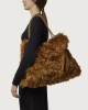 Orciani Borsa Venus Wolf Large a spalla in eco-fur Eco-fur TERRA DI SIENA