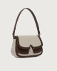 Orciani Borsa Kate Savana Small a spalla in canvas e pelle con tracolla Pelle e cotone COCOA