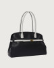 Orciani Borsa Aura Black & White Large a spalla in pelle Pelle martellata NERO