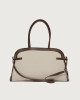 Orciani Borsa Aura Savana XL a spalla in canvas e pelle con tracolla Pelle e cotone COCOA