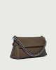 Orciani Borsa a spalla Missy Longuette Soft in pelle con catena e tracolla Pelle martellata KIWI