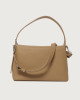 Orciani Borsa Nana Soft Midi a spalla in pelle martellata con tracolla Pelle martellata BISCOTTO