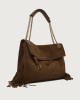 Orciani Borsa Venus Peach Fringe Midi a spalla in suede Pelle scamosciata COCOA