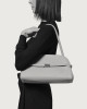 Orciani Borsa Aura Black & White Longuette a spalla Pelle martellata BIANCO