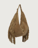 Orciani Borsa Isola Peach Fringe Large a spalla in suede Pelle scamosciata BISCOTTO