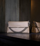 Orciani Borsa a spalla Missy Longuette Soft in pelle con catena e tracolla Pelle martellata KIWI