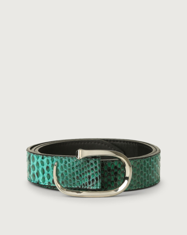 Orciani Diamond pyhton leather belt 3 cm Emerald Green