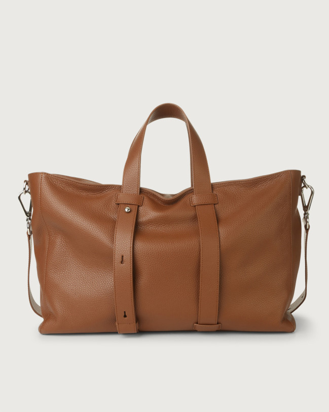 Orciani Micron leather weekender bag Leather Burnt