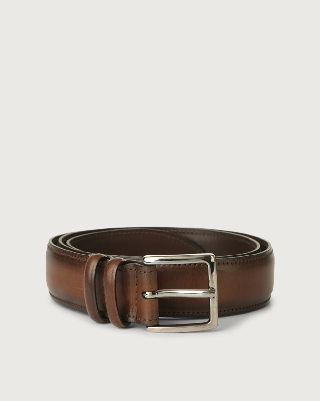 Orciani Buffer leather belt 3,5 cm Leather Cognac