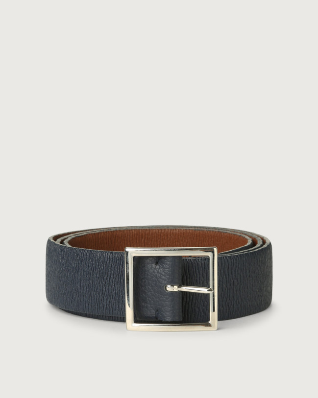 Orciani Micron Double reversible leather belt Leather Navy+Burnt