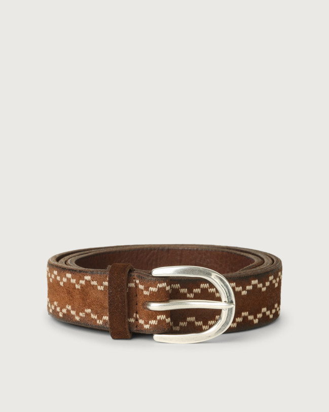 Orciani Cloudy Frame suede leather belt Suede Burnt
