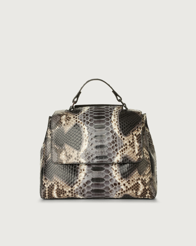 Orciani Sveva Naponos small python leather handbag with strap Python Leather Grey