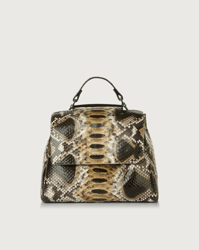 Orciani Sveva Naponos small python leather handbag with strap Python Leather Sand