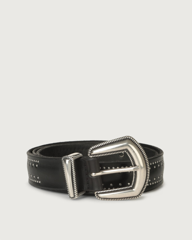 Orciani Bull Soft western details leather belt Leather Black