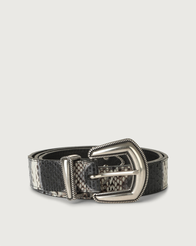 Orciani Naponos western details python leather belt Python Leather Grey