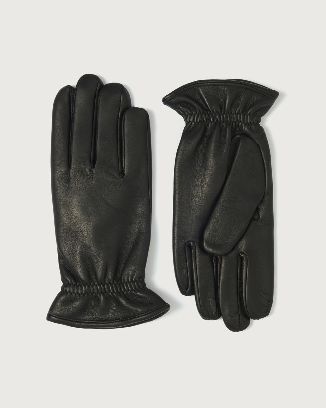 Orciani Nappa Flake leather gloves Nappa leather Black
