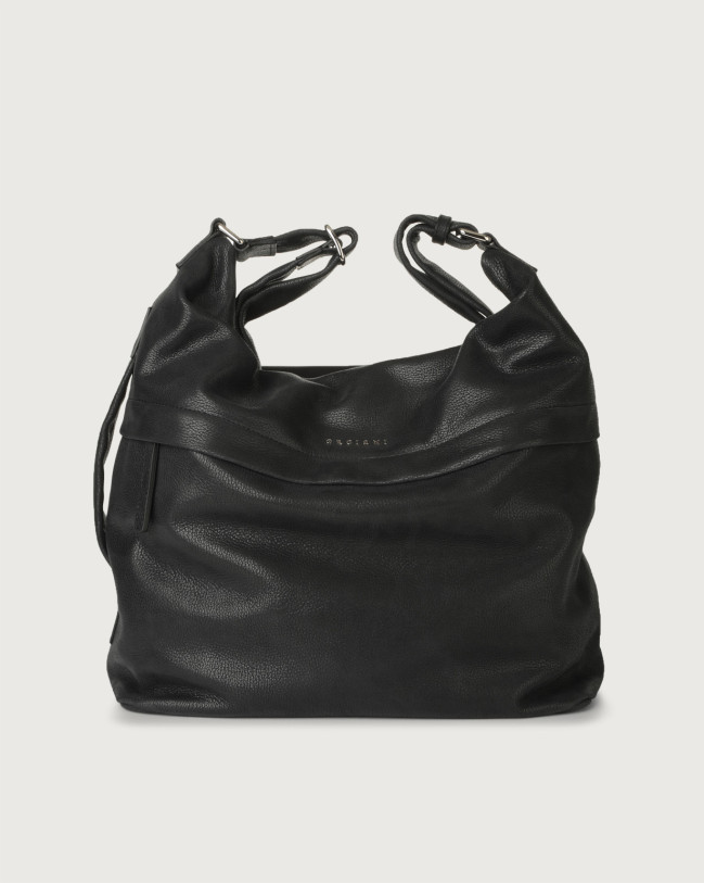 Orciani Chevrette leather crossbody bag Black